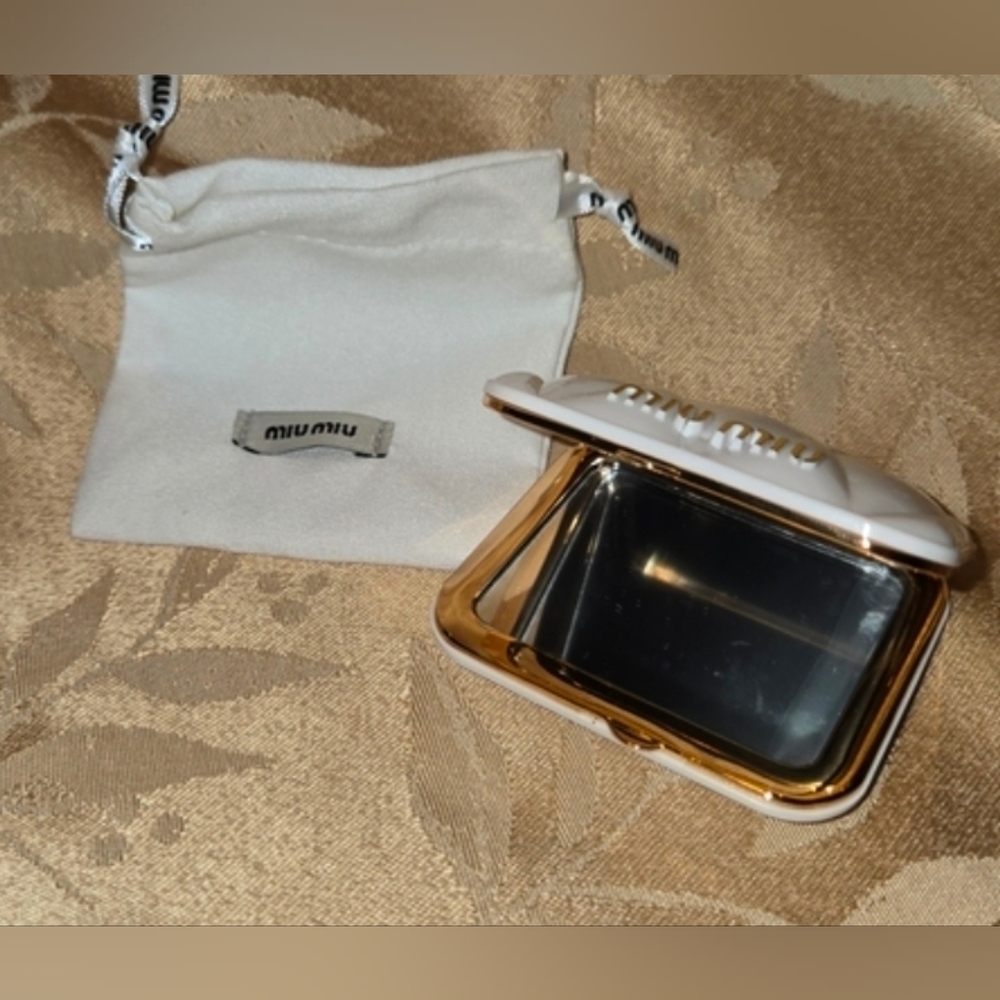 Miu Miu Gold and White Compact Case